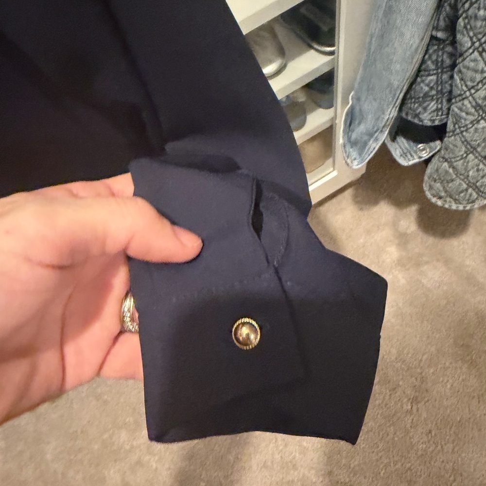 Mina UK Navy Pleated Collar Blouse - Picture 5 of 8